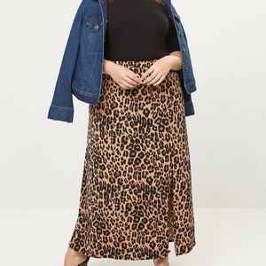 lane bryant leopard maxi slit skirt